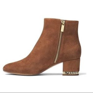 Michael Kors Sabrina Suede Booties with Gold Chain